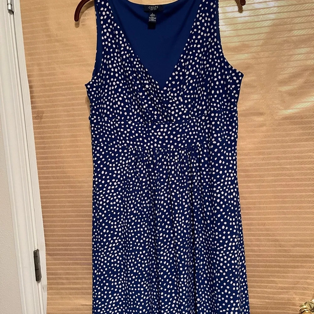 CHAPS~RL SLEEVELESS DRESS~BLUE~LG - Picture 8 of 8